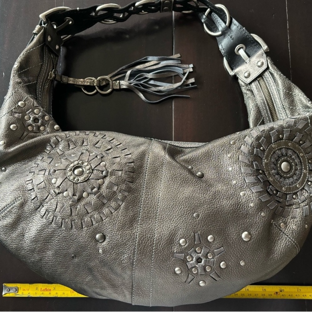 Coach Pewter Pebble Leather Shoulder Bag